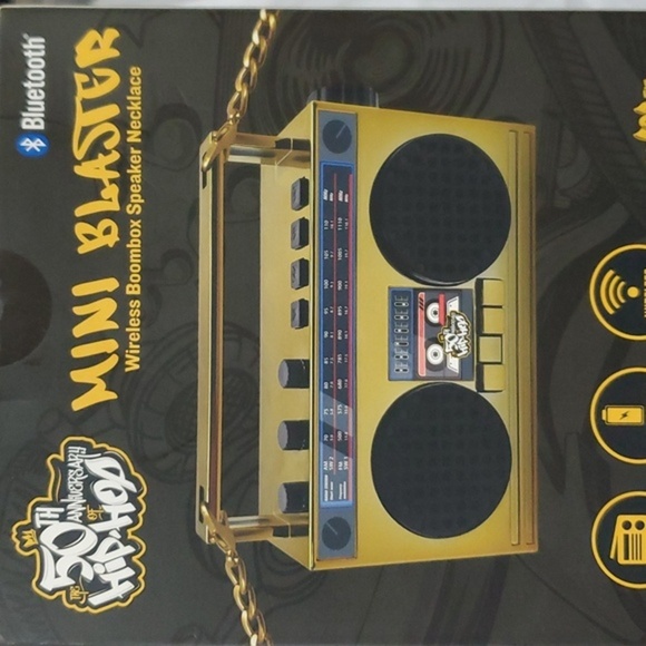 Hip hop 50th anniversary Wireless boom box speaker‎ mini blaster necklace new - Picture 11 of 12